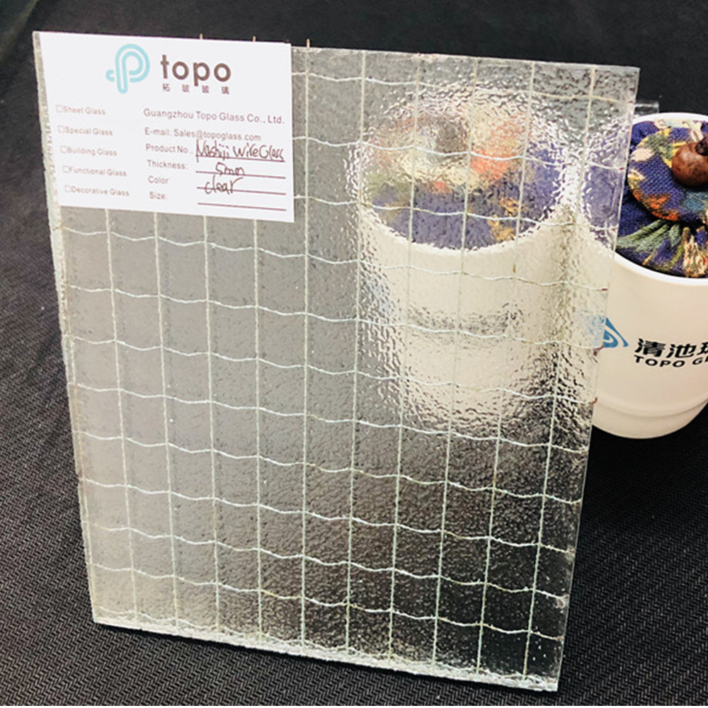 3mm8mm Clear Nashiji Wired Glass/Clear Nashiji Wire Patterned Glass