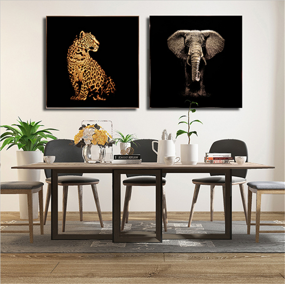 Decorative Crystal Three-Dimensional Leopard Lining Glass Art Paintings